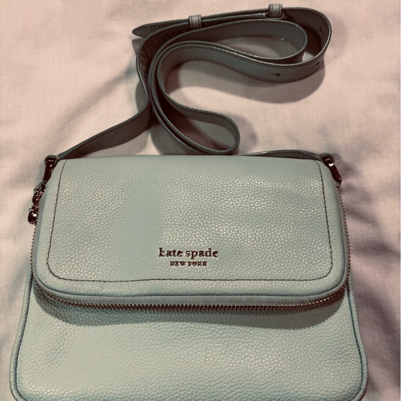 kate spade Handbags - Kate Spade Light Blue Run Around Crossbody Bag EUC